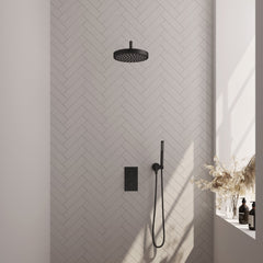 Brauer Stripe thermostatische inbouw regendouche rechthoekig - gebogen wandarm - staafhanddouche - wandhouder - Mat Zwart
