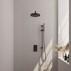 Brauer Stripe thermostatische inbouw regendouche rechthoekig - rechte wandarm - staafhanddouche - glijstang - Mat Zwart