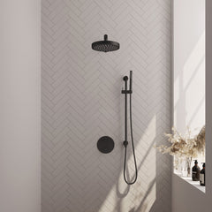 Brauer Stripe inbouw regendoucheset rond - rechte wandarm - staafhanddouche - glijstang - Mat Zwart