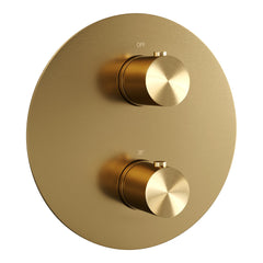 Brauer Edition 3-weg inbouwthermostaat rond Geborsteld Goud PVD