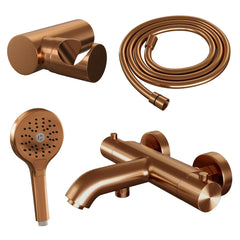 Brauer Edition badthermostaat met badset - 3 standen handdouche - Geborsteld Koper PVD