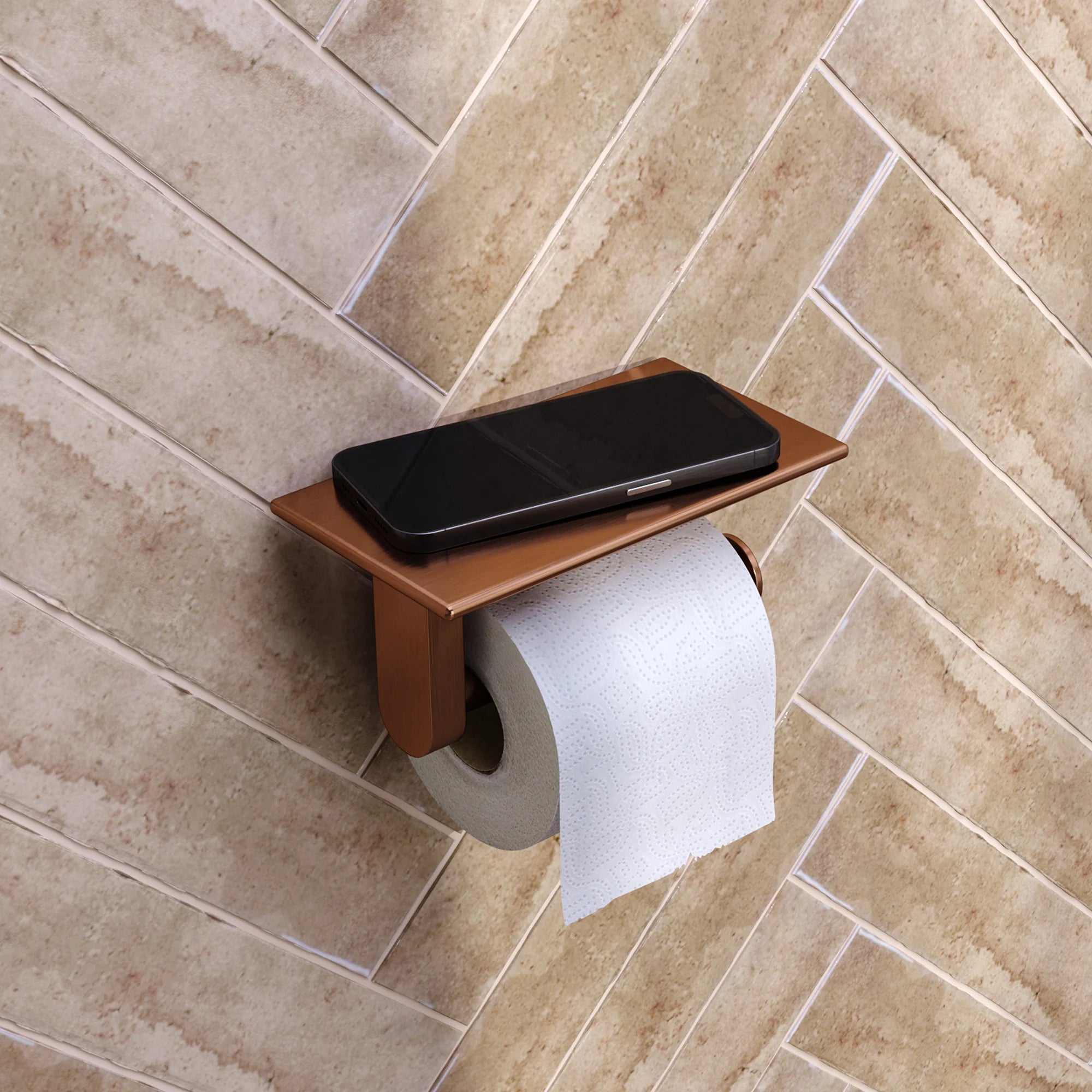 BRAUER Toiletrolhouder met planchet koper geborsteld PVD