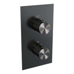 Brauer Carving 3-weg inbouwthermostaat - Geborsteld Gunmetal PVD