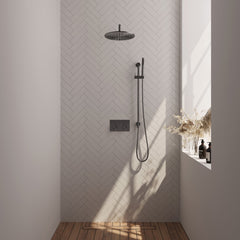 Brauer Edition inbouw doucheset - staafhanddouche - 30cm hoofdouche - gebogen wandarm - glijstang - Geborsteld Gunmetal PVD