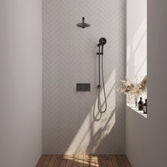 Brauer Edition inbouw doucheset - ronde handdouche - 20cm hoofdouche - rechte wandarm - glijstang - Geborsteld Gunmetal PVD