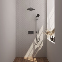 Brauer Carving inbouw doucheset - ronde handdouche - 30cm hoofdouche - rechte wandarm - glijstang - Geborsteld Gunmetal PVD