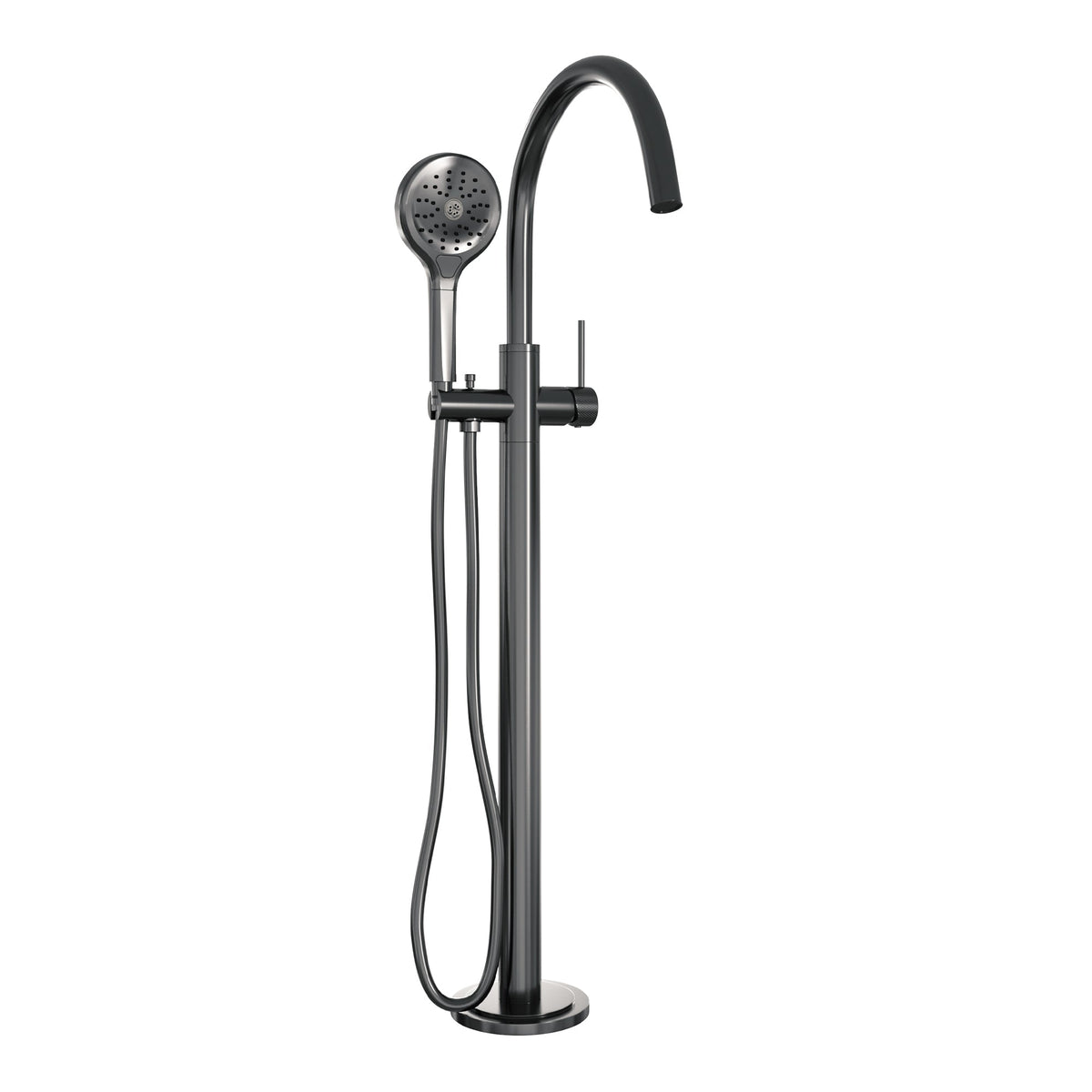 Brauer Carving vrijstaande badmengkraan SET 02 met 3-standen handdouche en doucheslang Geborsteld Gunmetal PVD