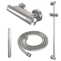 Brauer Carving glijstangset met thermostaat - staafhanddouche - geborsteld RVS PVD