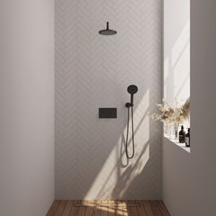 Brauer Edition inbouw doucheset - ronde handdouche - 20cm hoofdouche - gebogen wandarm - wandsteun - Mat Zwart