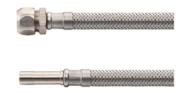 Flexibele aansluitslang 10mm knel x M12 bu met pijpje 30 cm RVS