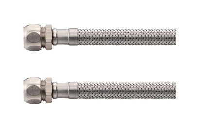 Flexible connection hose 10mm compression x 15mm compression 30 cm SS
