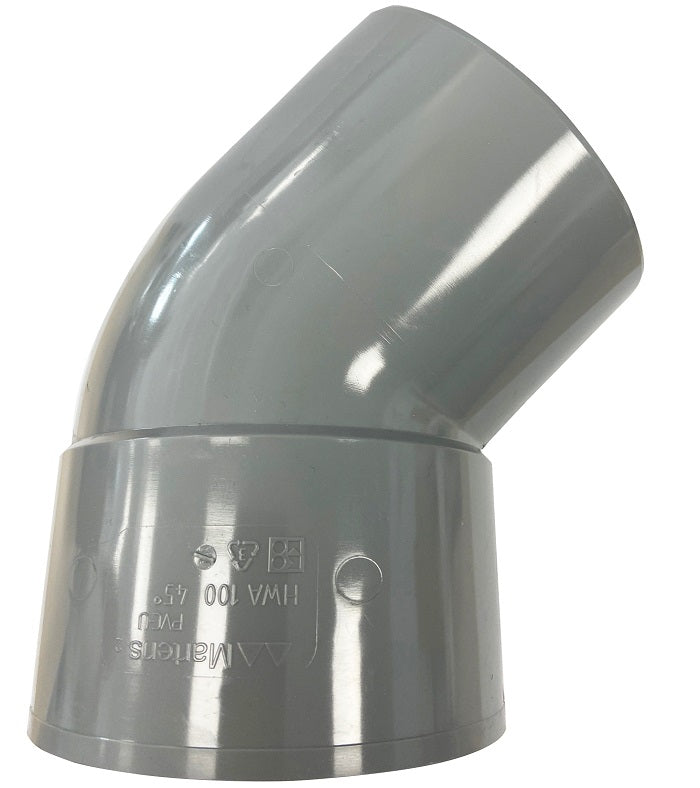 Gutter downpipe bend socket 70 mm x spigot 70 mm 45 degrees PVC