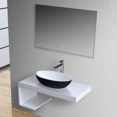 StoneArt Wastafel LC153 - zwart - wit mat - 60x35cm