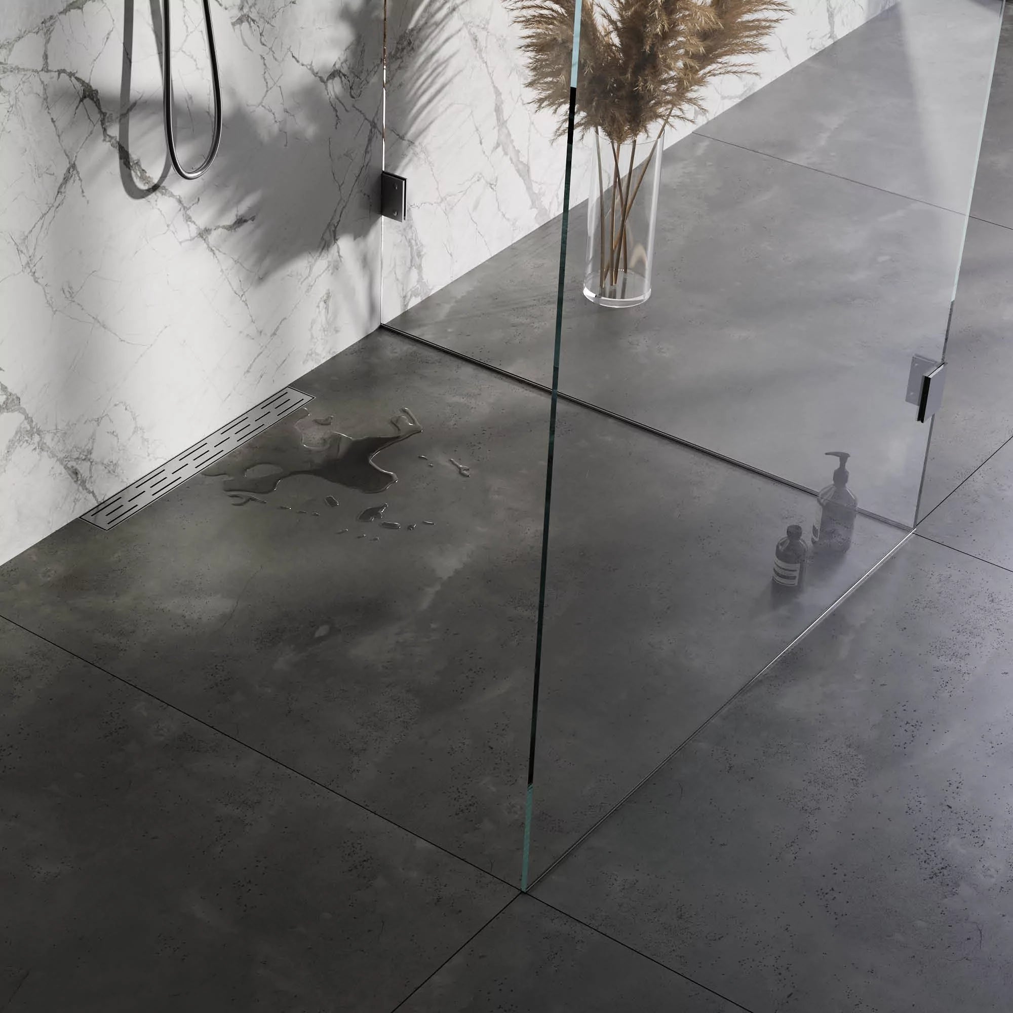 BRAUER Douchegoot met standaard rooster en flens voor wandmontage 7 x 80 RVS geborsteld