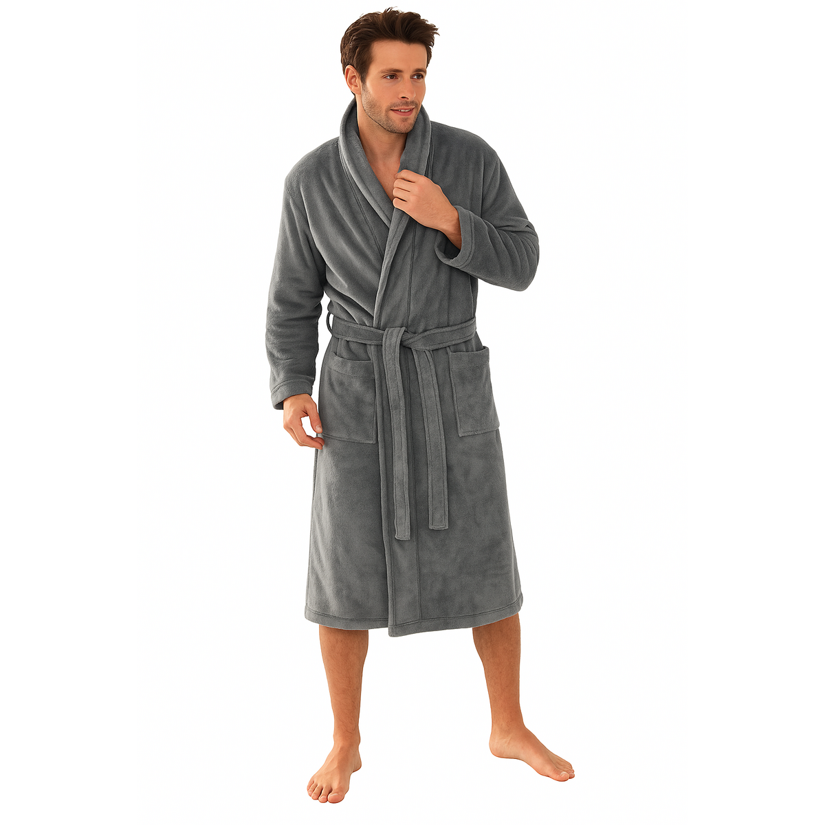 Aurélia Badjas Teddy - ochtendjas - koraalfleece - Zacht, Warm & Tijdloos Grijs