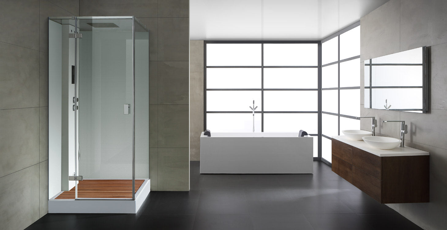 AWT Dampfdusche LD206F15 mit Duschtasse weiß 100x100 rechts