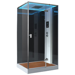 AWT Dampfdusche LD207F15 mit Duschtasse schwarz 120x90 rechts