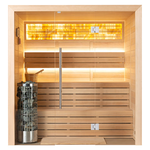 AWT Sauna E1624B Hemlock 180x150 6kW TheWall