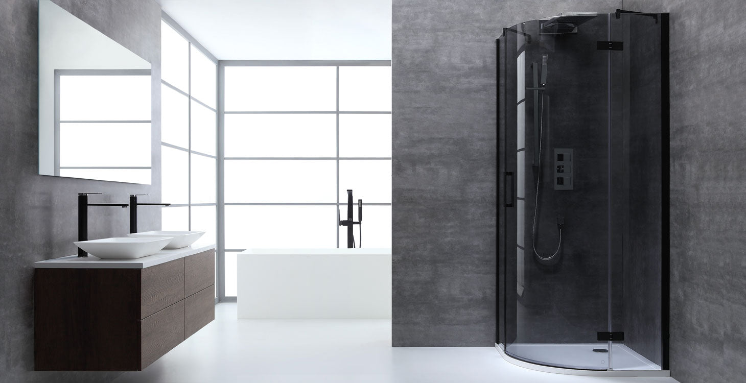 AWT Duschabtrennung LBR1006-B schwarz 100x100 rechts