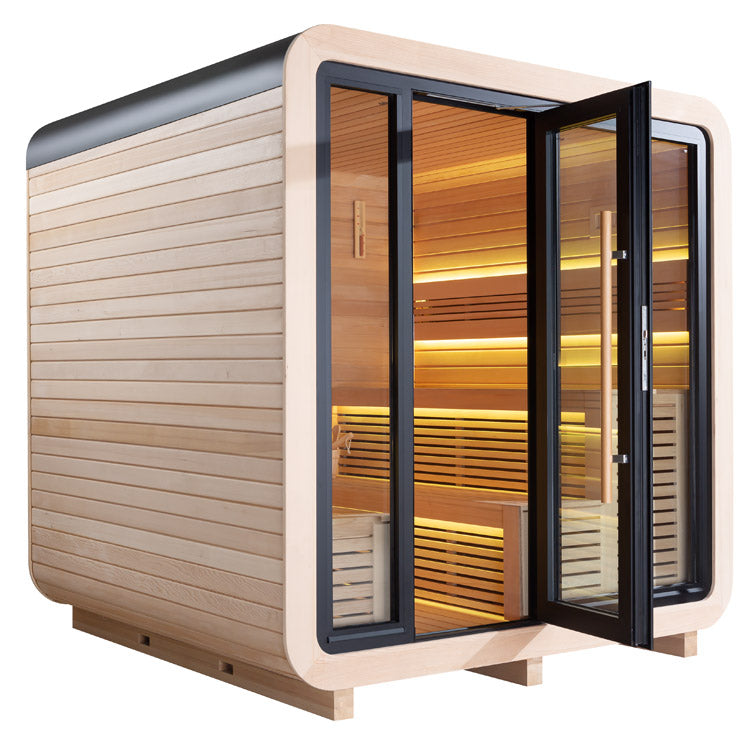 AWT Gartensauna Saunahaus THE CUBE X1 Hemlock 225x225 9kW EOS BiO-Cubo