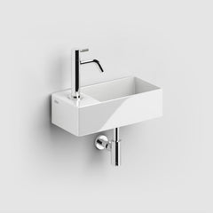 Clou New Flush 3 fontein links wit keramiek met kraangat inclusief afvoerset 35x18x10 - CL/03.03432.01