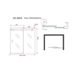 Slide nis schuifdeur 1100 x 2000 x 8 mm nano helder glas/mat zwart