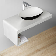 StoneArt Wastafel LC150 - zwart-wit mat - 60x35cm