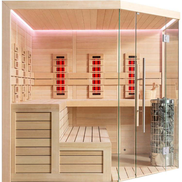 AWT Sauna E1611XL-IR Hemlock 250x250 9kW Cilindro