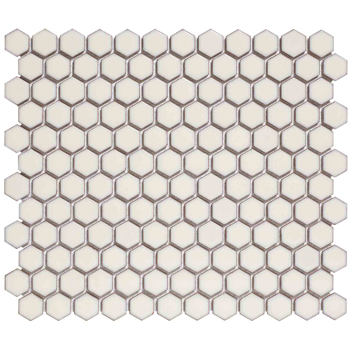 The Mosaic Factory Barcelona Mozaiek Tegel Hexagon - Zacht wit met rand Porselein Geglazuurd 260x300 mm