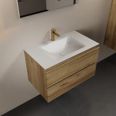 MONDIAZ AIVY 80cm badmeubel Chai, wastafel Talc solid surface midden 1 kraangat met spiegel