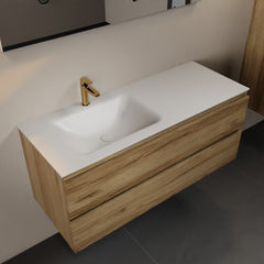 MONDIAZ AIVY 120cm badmeubel Chai, wastafel Talc solid surface links 1 kraangat