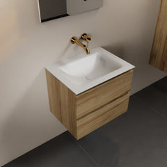 MONDIAZ AIVY 60cm badmeubel Chai, wastafel Talc solid surface midden zonder kraangat