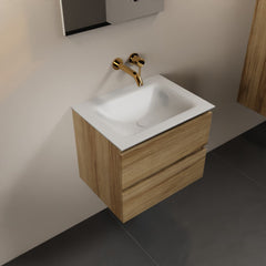 MONDIAZ AIVY 60cm badmeubel Chai, wastafel Talc solid surface midden zonder kraangat met spiegel