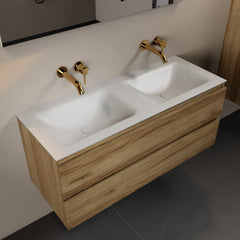 MONDIAZ AIVY 120cm badmeubel Chai, wastafel Talc solid surface dubbel zonder kraangat