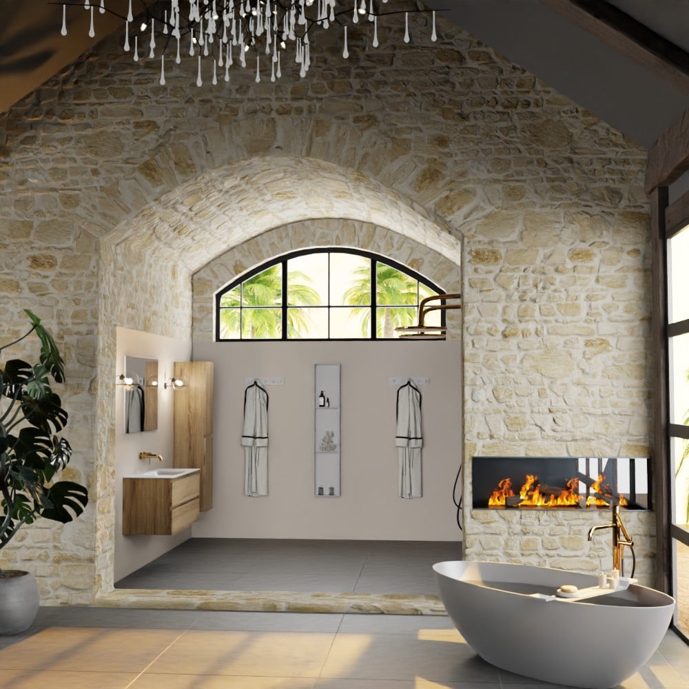 MONDIAZ AIVY 100cm badmeubel Chai, wastafel Talc solid surface midden zonder kraangat