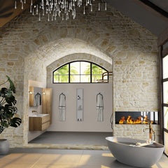 MONDIAZ AIVY 120cm badmeubel Chai, wastafel Talc solid surface links zonder kraangat met spiegelkast