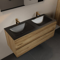 MONDIAZ AIVY 120cm badmeubel Chai, wastafel Urban solid surface dubbel 2 kraangaten