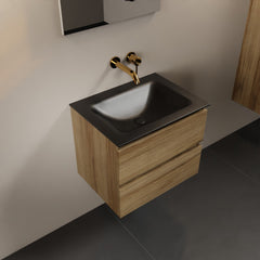 MONDIAZ AIVY 60cm badmeubel Chai, wastafel Urban solid surface midden zonder kraangat met spiegel