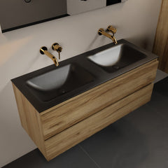 MONDIAZ AIVY 120cm badmeubel Chai, wastafel Urban solid surface dubbel zonder kraangat