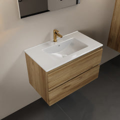 MONDIAZ AIVY 80cm bathroom furniture Chai, glossy white ceramic sink central 1 tap hole with mirror