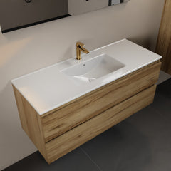 MONDIAZ AIVY 120cm bathroom vanity Chai, glossy white ceramic basin center 1 tap hole with mirror