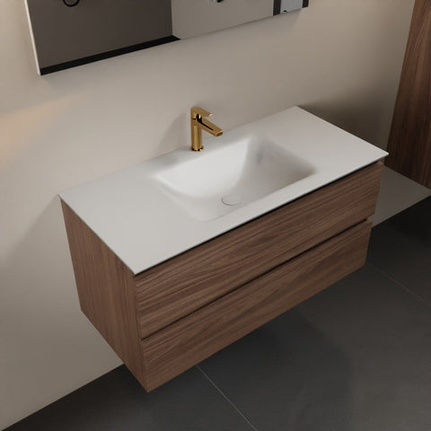 MONDIAZ AIVY 100cm badmeubel Mocha, wastafel Talc solid surface midden 1 kraangat