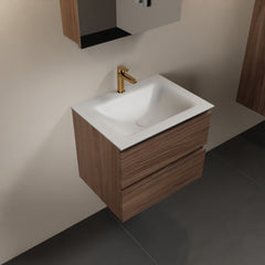 MONDIAZ AIVY 60cm badmeubel Mocha, wastafel Talc solid surface midden 1 kraangat met spiegelkast