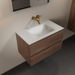 MONDIAZ AIVY 80cm badmeubel Mocha, wastafel Talc solid surface midden zonder kraangat
