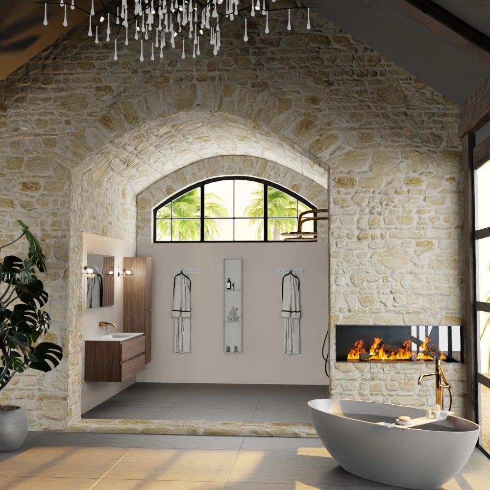 MONDIAZ AIVY 120cm badmeubel Mocha, wastafel Talc solid surface midden zonder kraangat