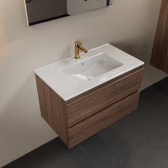 MONDIAZ AIVY 80cm badmeubel Mocha, wastafel glanzend wit keramiek midden 1 kraangat