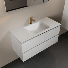 MONDIAZ AIVY 100cm badmeubel Talc, wastafel Talc solid surface midden 1 kraangat
