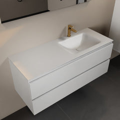MONDIAZ AIVY 120cm badmeubel Talc, wastafel Talc solid surface rechts 1 kraangat