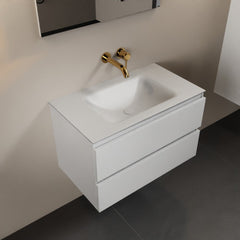 MONDIAZ AIVY 80cm badmeubel Talc, wastafel Talc solid surface midden zonder kraangat