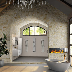MONDIAZ AIVY 100cm badmeubel Talc, wastafel Talc solid surface midden zonder kraangat met spiegelkast